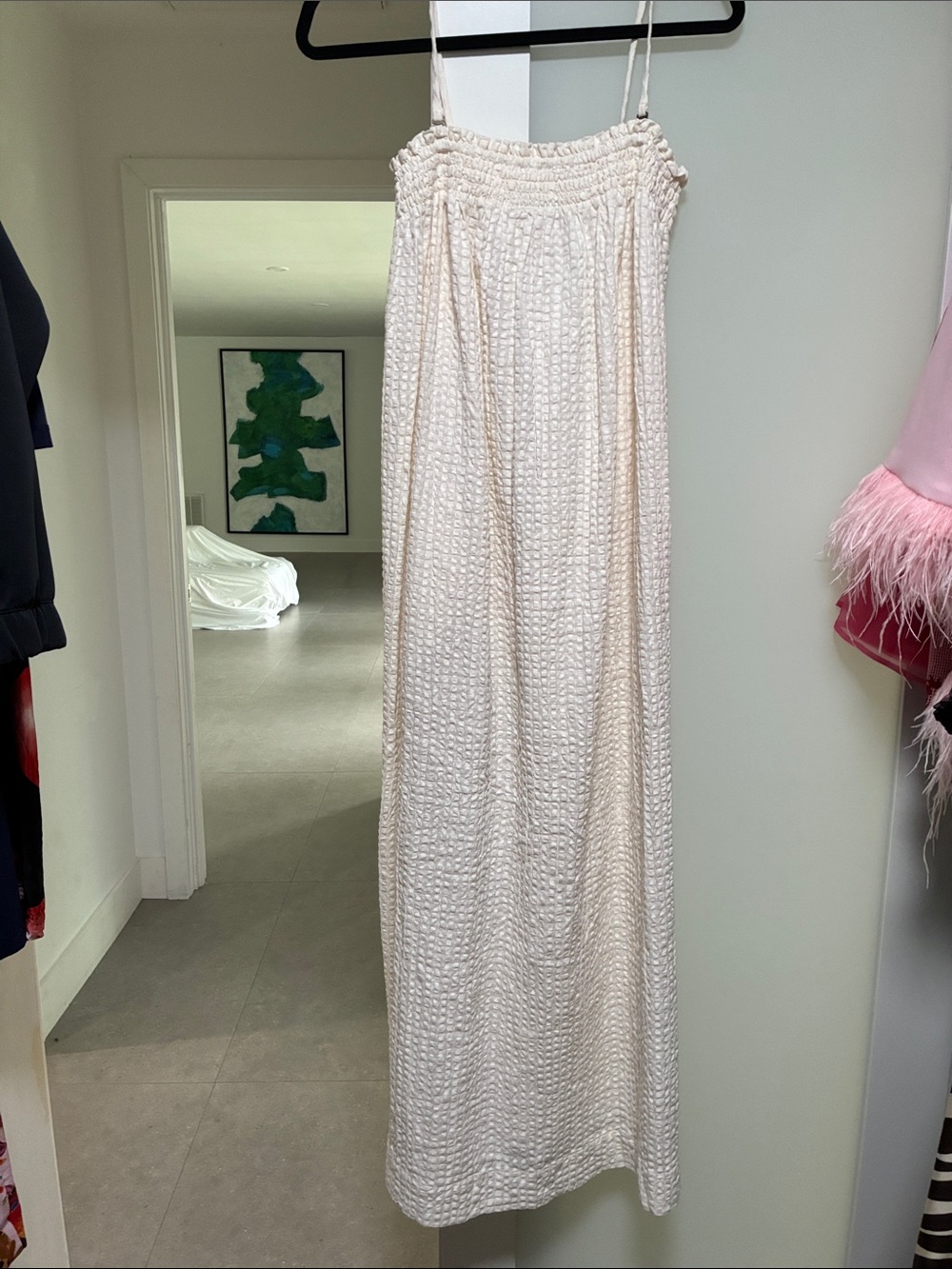 Free People Cream Smocked Maxi Skirt